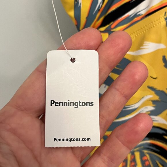 NWT Yellow Tropical Leaf Print Tankini Top - Picture 5 of 11